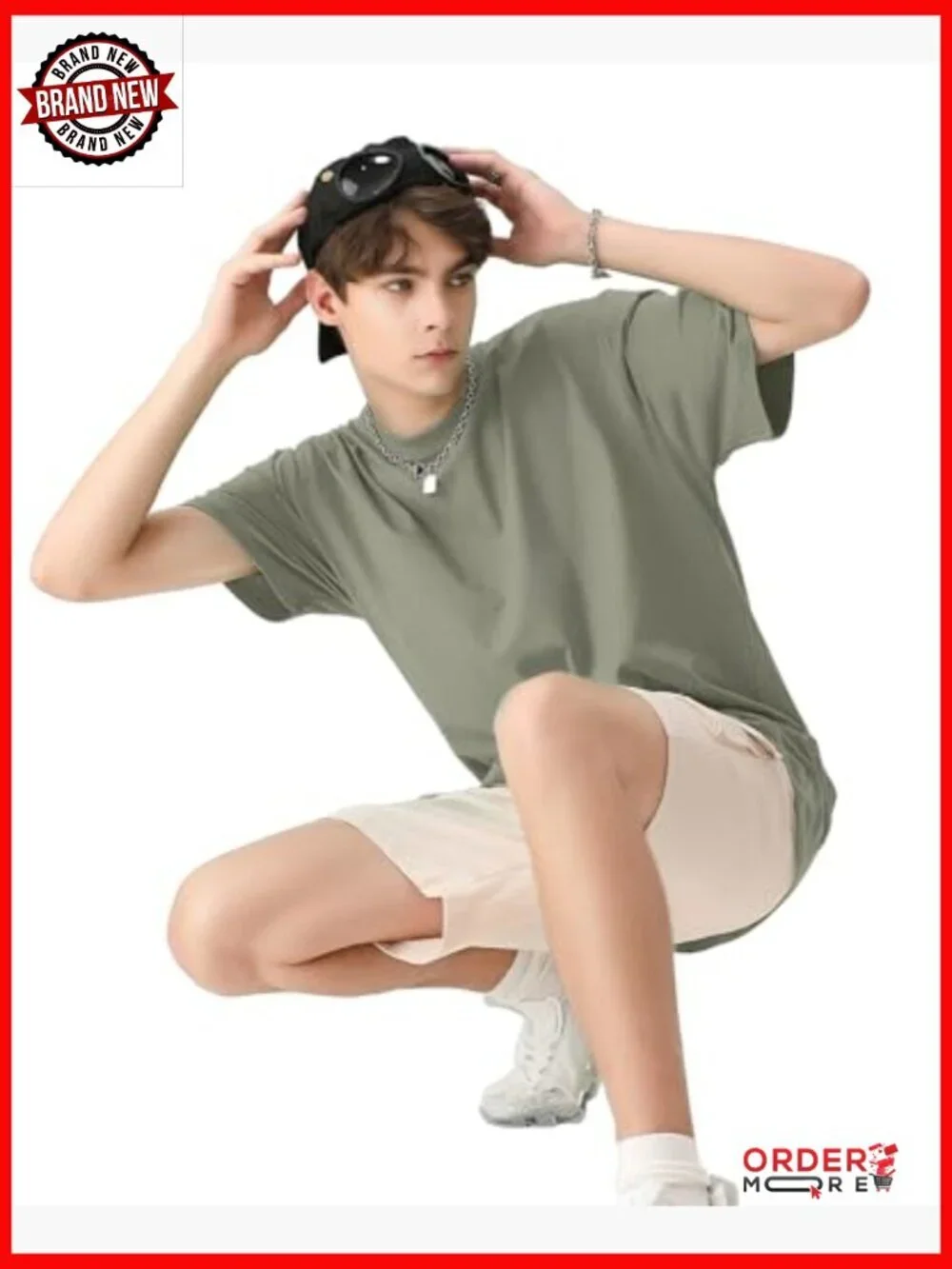Oversized Unisex Cotton Crew Neck T-Shirt Loose Athletic Tee
